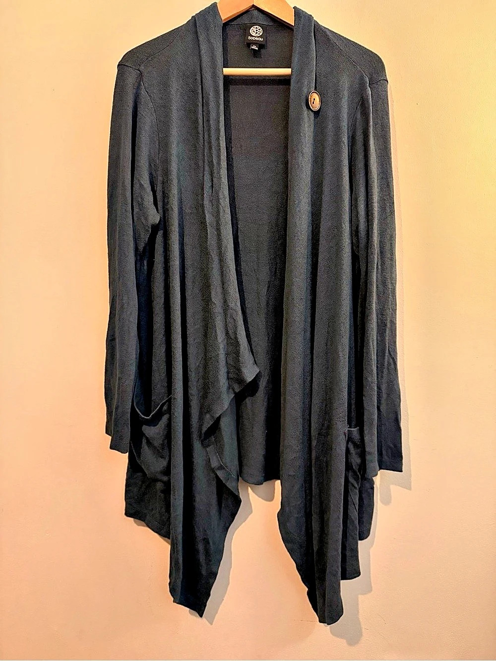 One Button Waterfall Cardigan - Picture 2 of 4